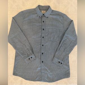 L.L.Bean Traditional Fit Flannel Shirt Mens M-Reg Houndstooth Deep Sapphire NWT